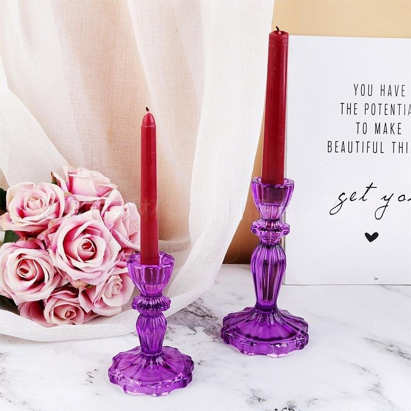 Vintage Glass Candle Holders – Elegant Crystal & Colored Candle Stands for Home and Event Décor - Image 13