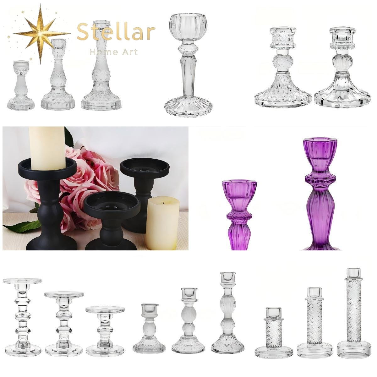 Vintage Glass Candle Holders – Elegant Crystal & Colored Candle Stands for Home and Event Décor